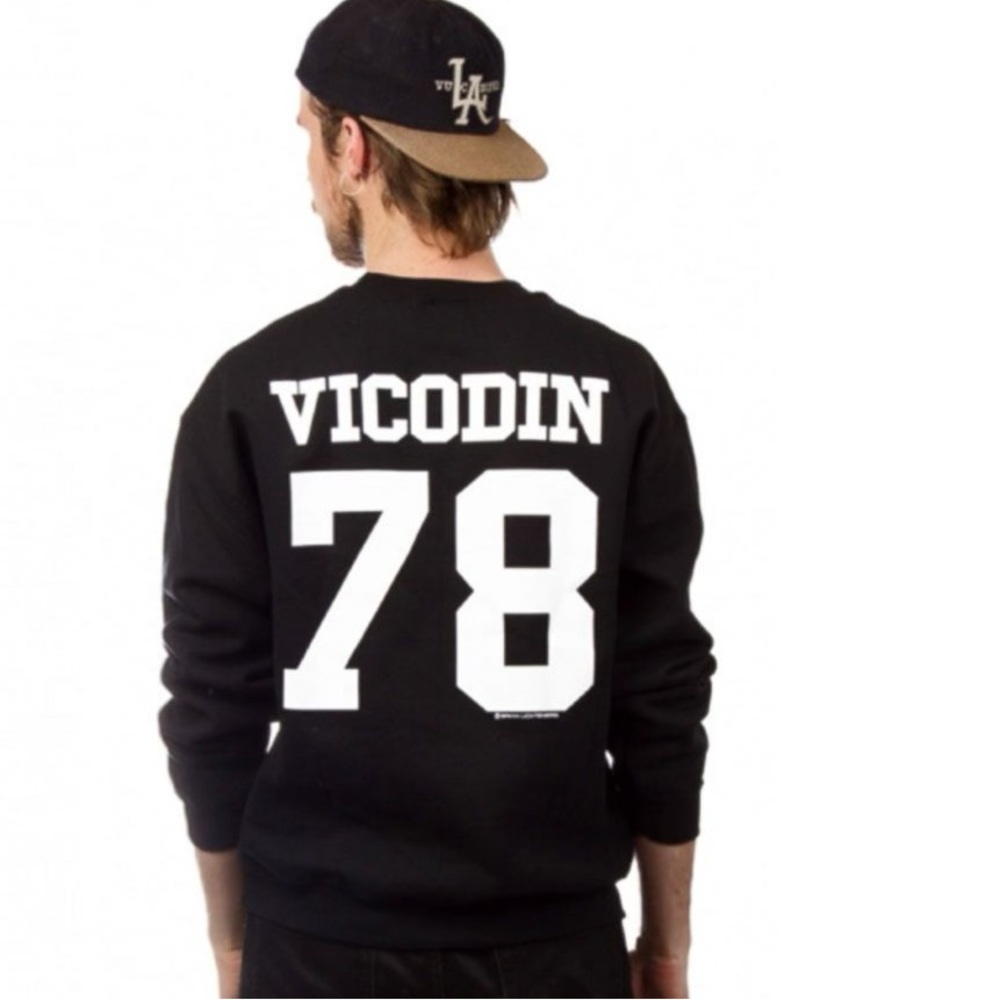 Kitson Crewneck - VICODIN 78 on back - Rx on front - Jersey style - Sz M
